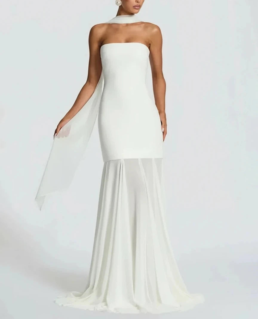 A&A Strapless Mesh Maxi Bodycon Dress