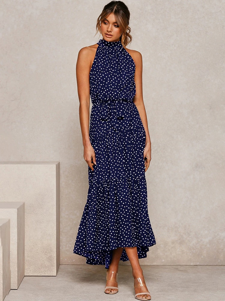 A&A Summer Polka Dot Halter Dress