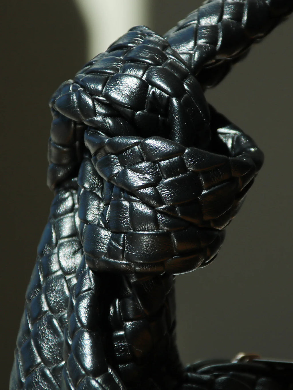 A&A Tindra Woven Knot Handle Black Handbag