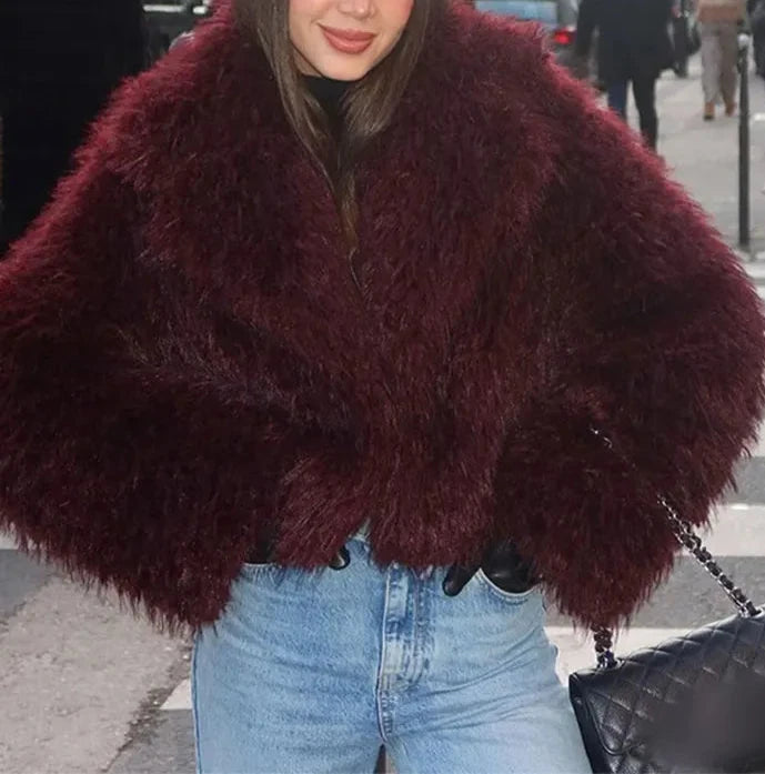 A&A Zaha Fuzzy Faux Fur Coat