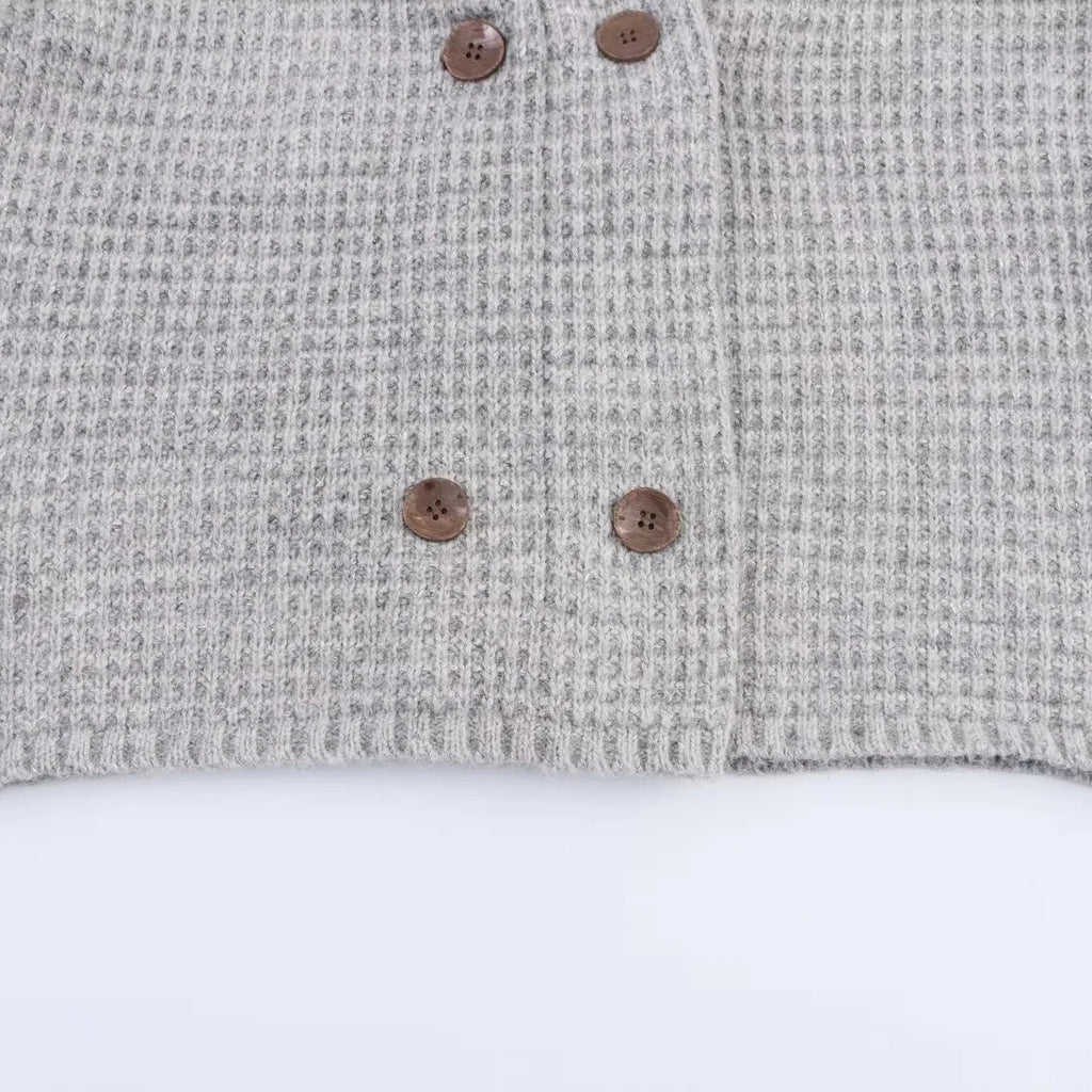 A&A Chunky Double Breasted Wool Blend Gray Cardigan