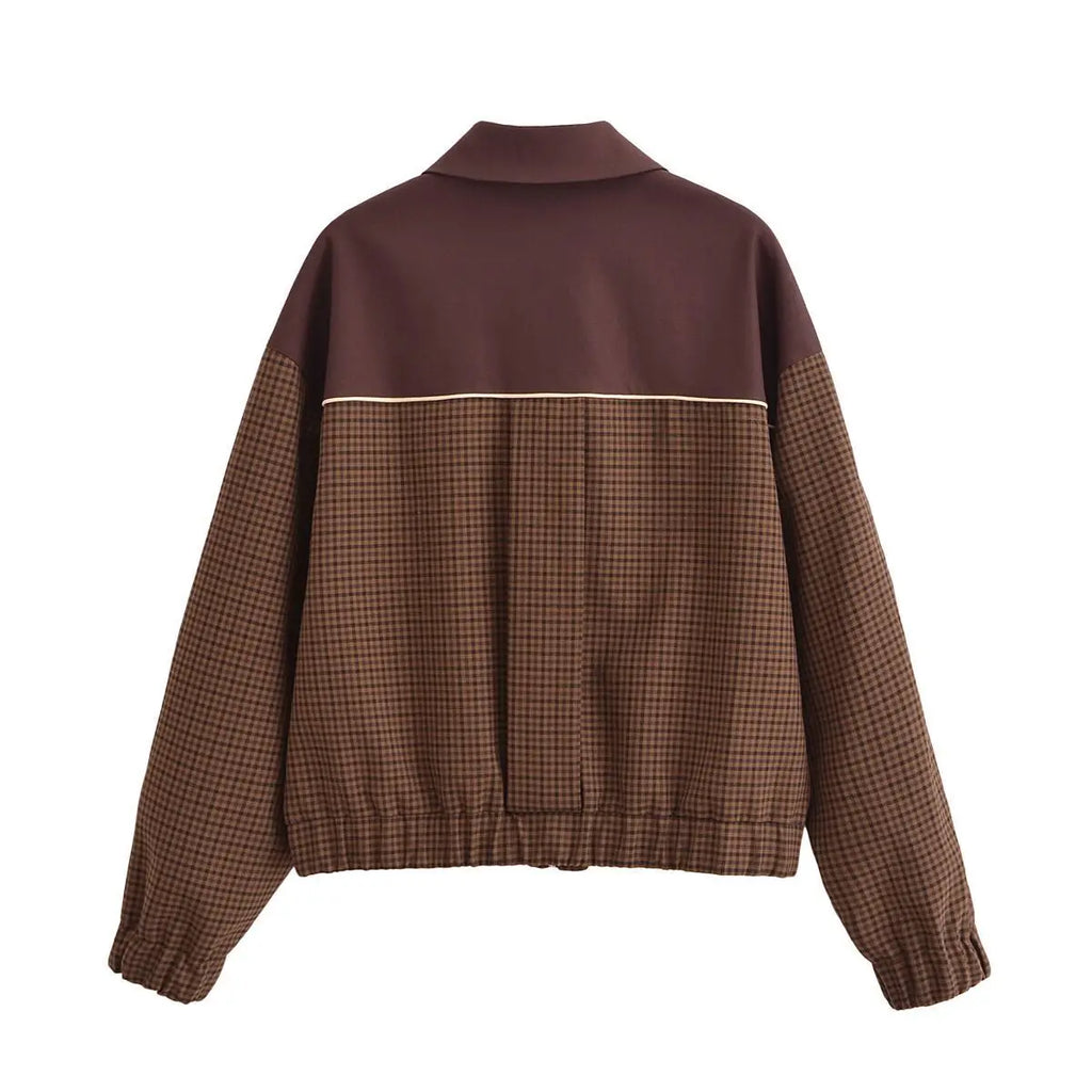 A&A Brown Checkered Retro Two Piece Track Set