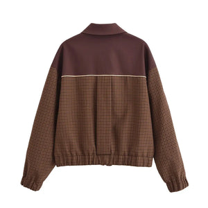 A&A Brown Checkered Retro Two Piece Track Set