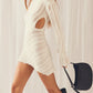 A&A Asymmetric Cut Out Long Sleeve Knitted Mini BodyconDress