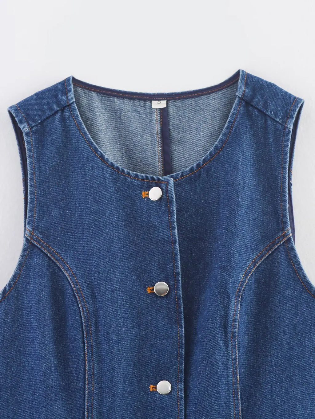 A&A Single Breasted Sleeveless Denim Vest Top