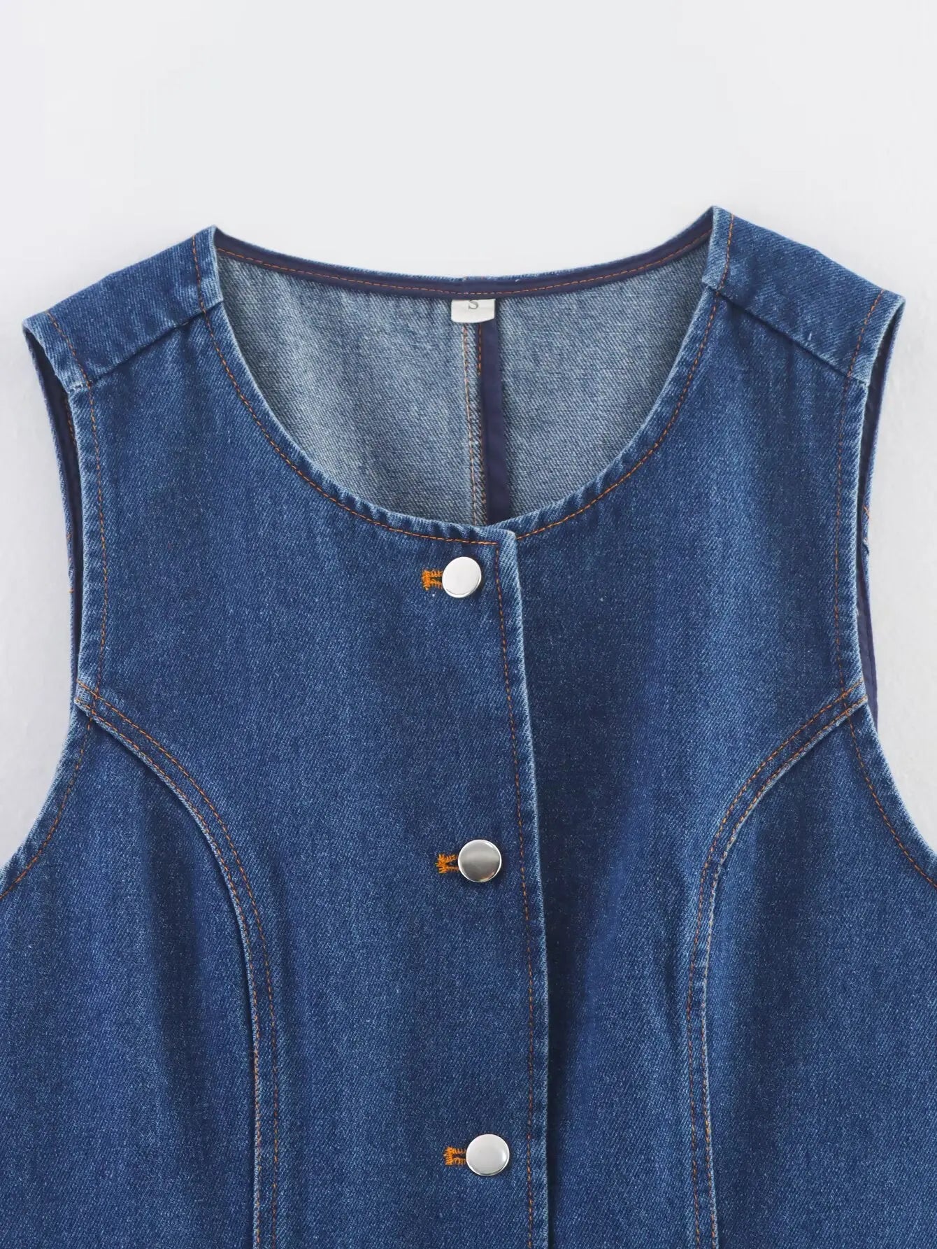 A&A Single Breasted Sleeveless Denim Vest Top