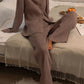 A&A Luxe Knitted Pleat Sweater Two Piece Pants Suit