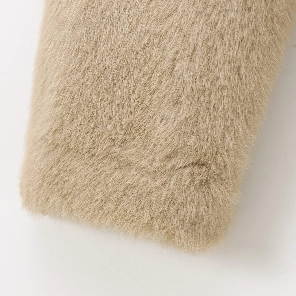 A&A Pola Faux Fur Round Neck Button Detail Jacket