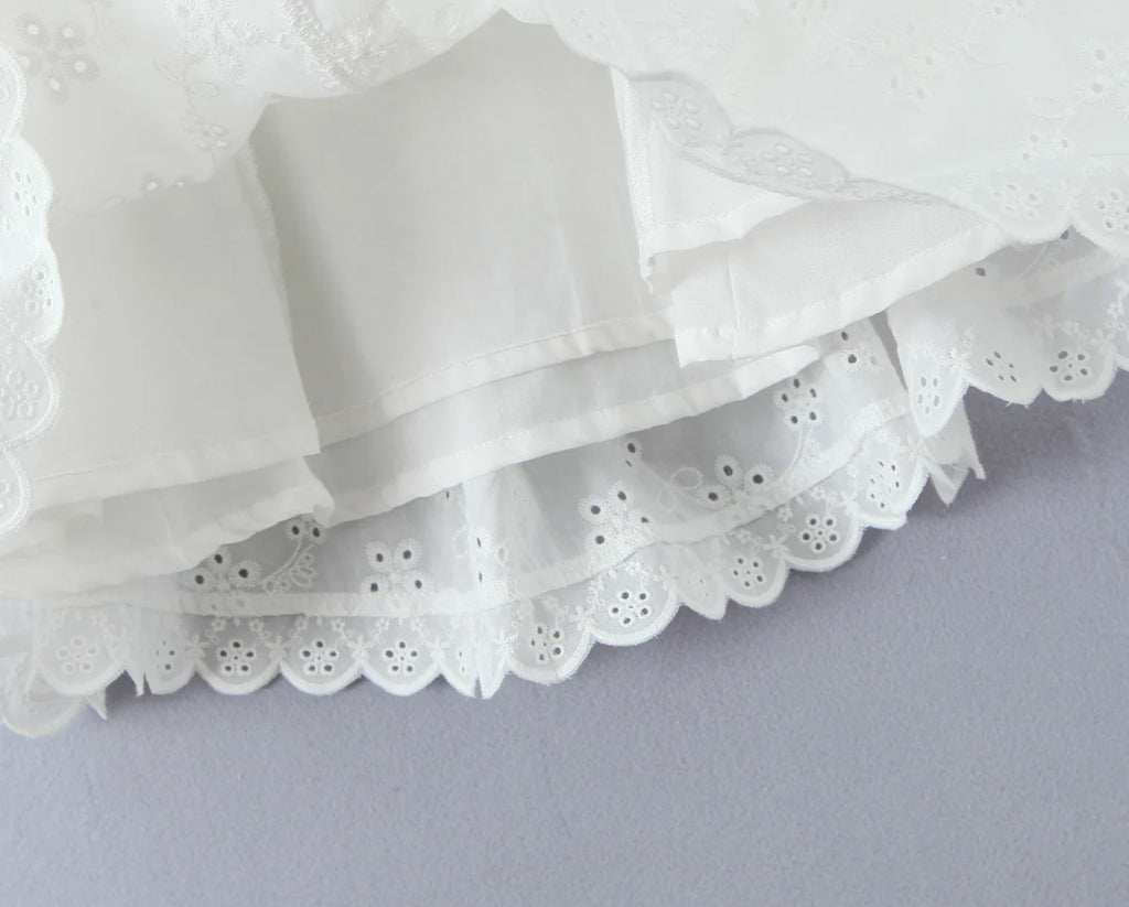 A&A Analisa White Embroidery A Line Mini Dress