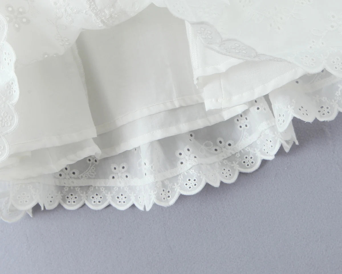 A&A Analisa White Embroidery A Line Mini Dress