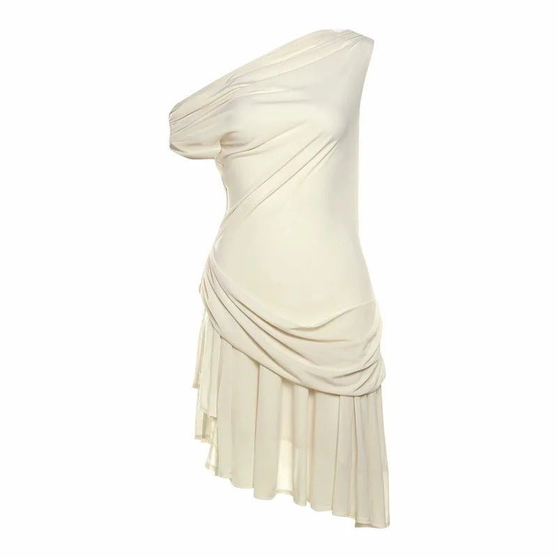 A&A Goddess Drape One Shoulder Mini Dress
