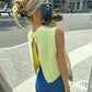 A&A Yellow Lace Up Spring Sleeveless Backless Knit Top