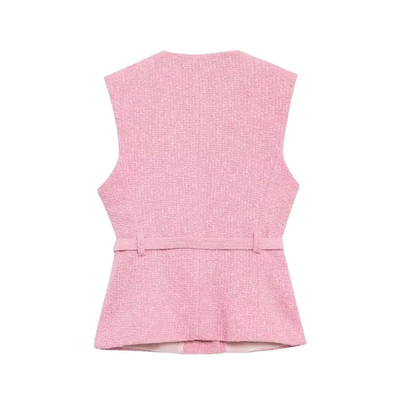 A&A Cyra Tweed Belted Waistcoat Vest