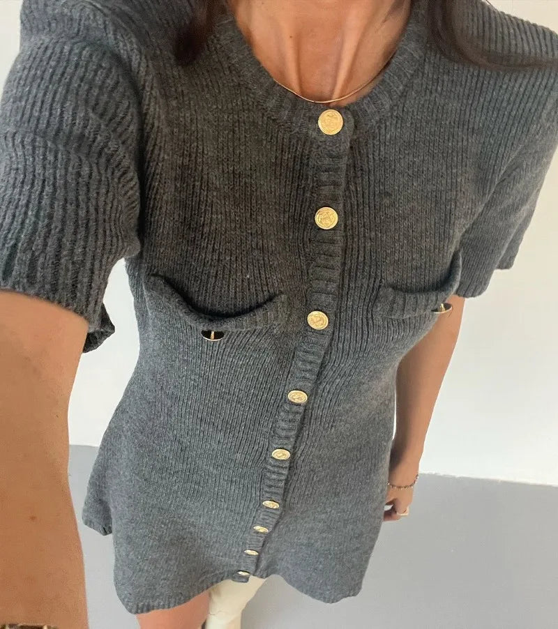 A&A Sienna Knitted Button Down Mini Dress