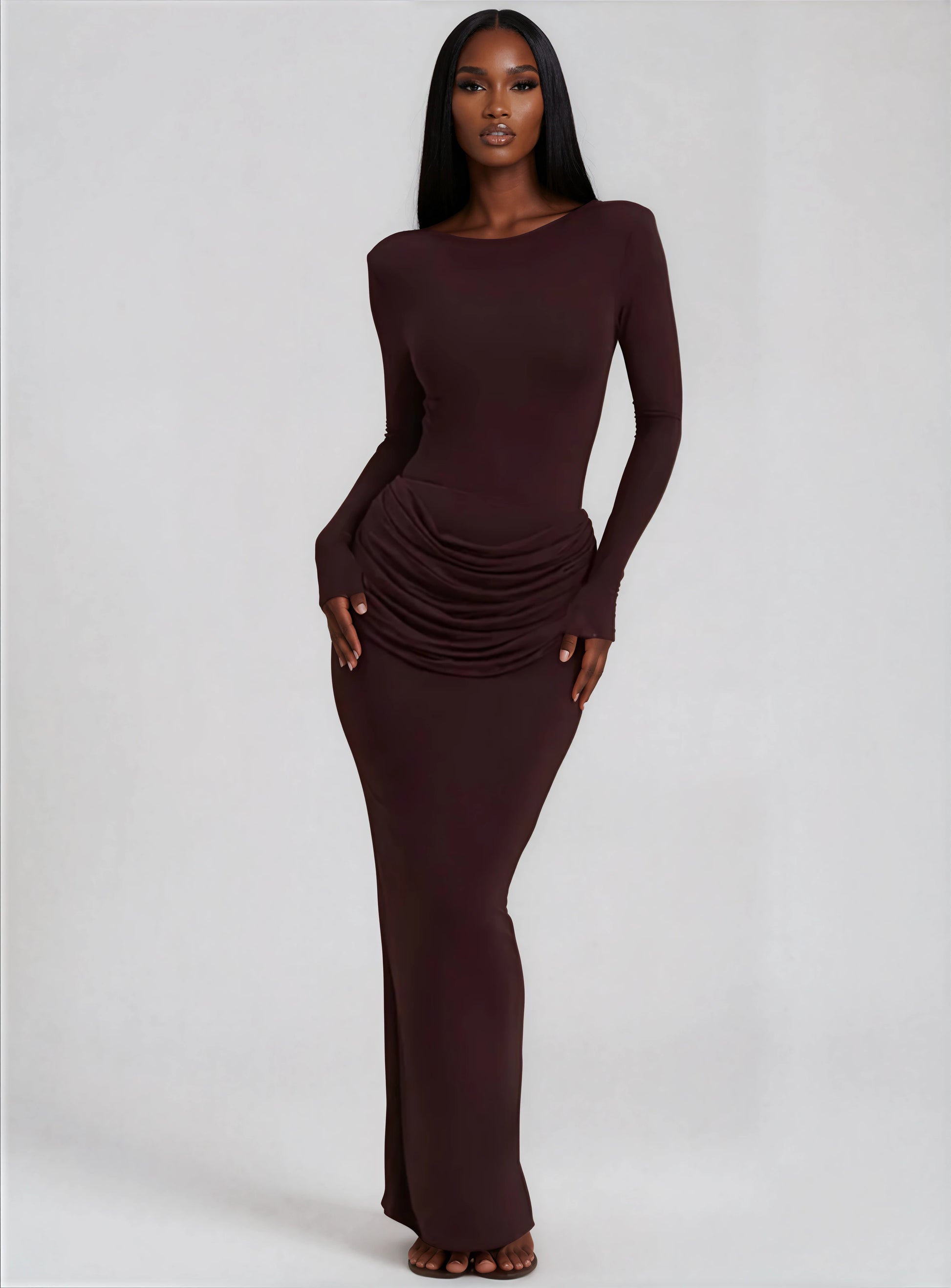 A&A Ruched Waist Sculpting Maxi Dress