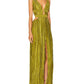 A&A Luxe Elegant Luxury Sleeveless  Plunge V-Neck Pleated Maxi Dress