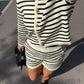 A&A Striped Knit Cardigan & Shorts Two Piece Set