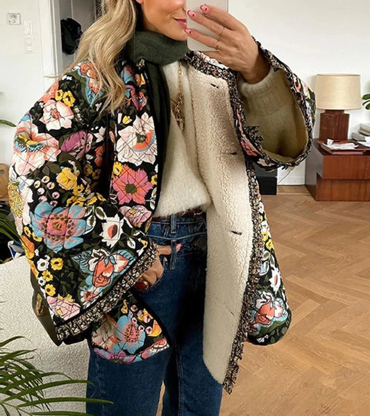 A&A Floral Print Padded Coat