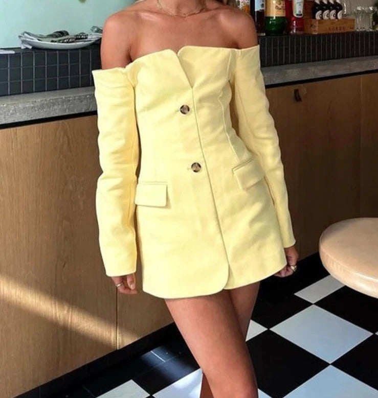 A&A Long Sleeve Off-Shoulder Blazer Mini Dress – ARIELLA & AYANA A&A Long Sleeve Off-Shoulder Blazer Mini Dress – ARIELLA & AYANA