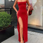 A&A Bodycon Spaghetti Strap Slit Maxi Dress