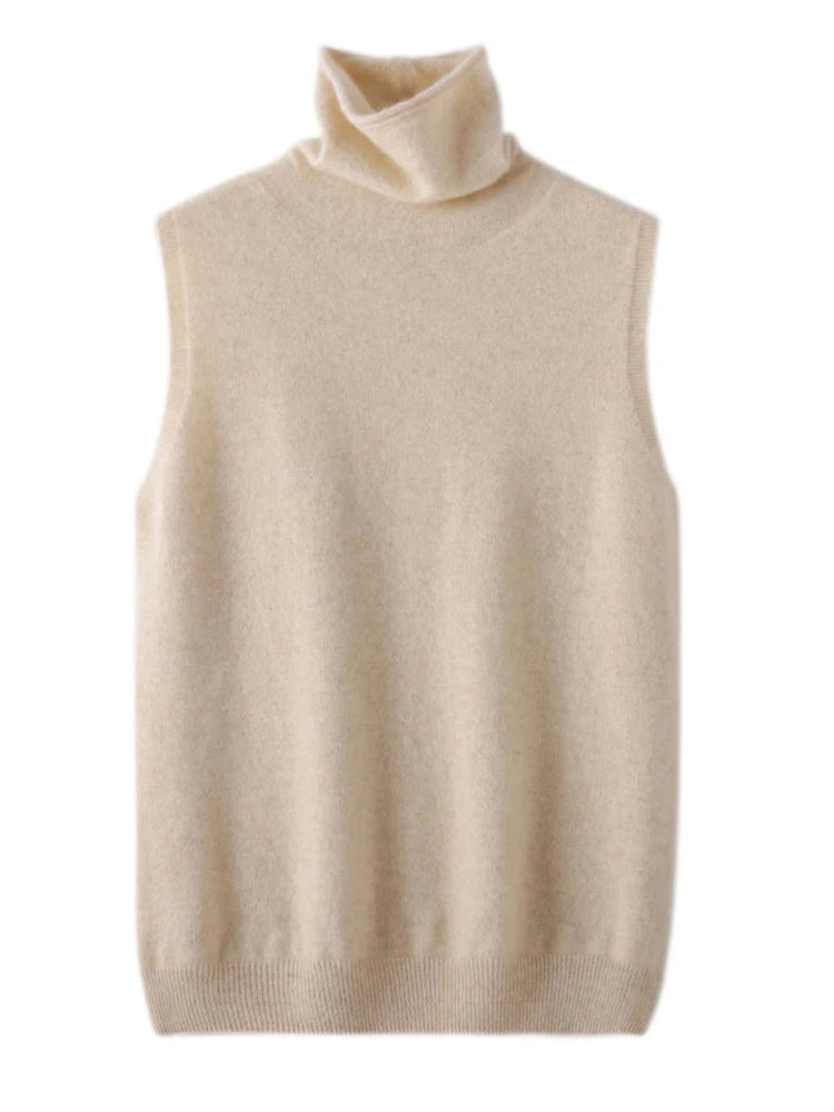 A&A Wool Sleeveless Turtleneck Knit Sweater Top