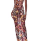 A&A Luxe Strapless Handmade Floral Sequin Maxi Gown Dress