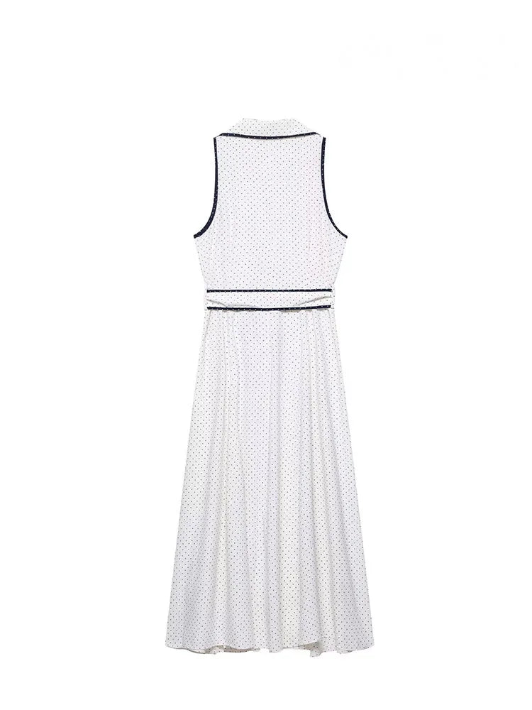 A&A Taliah Polka Dot Belted Midi Shirt Dress