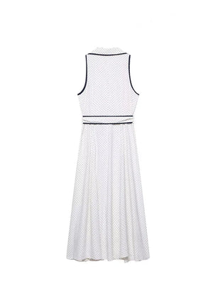 A&A Taliah Polka Dot Belted Midi Shirt Dress