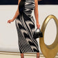 A&A Abstract Monochrome Sleeveless Maxi Dress