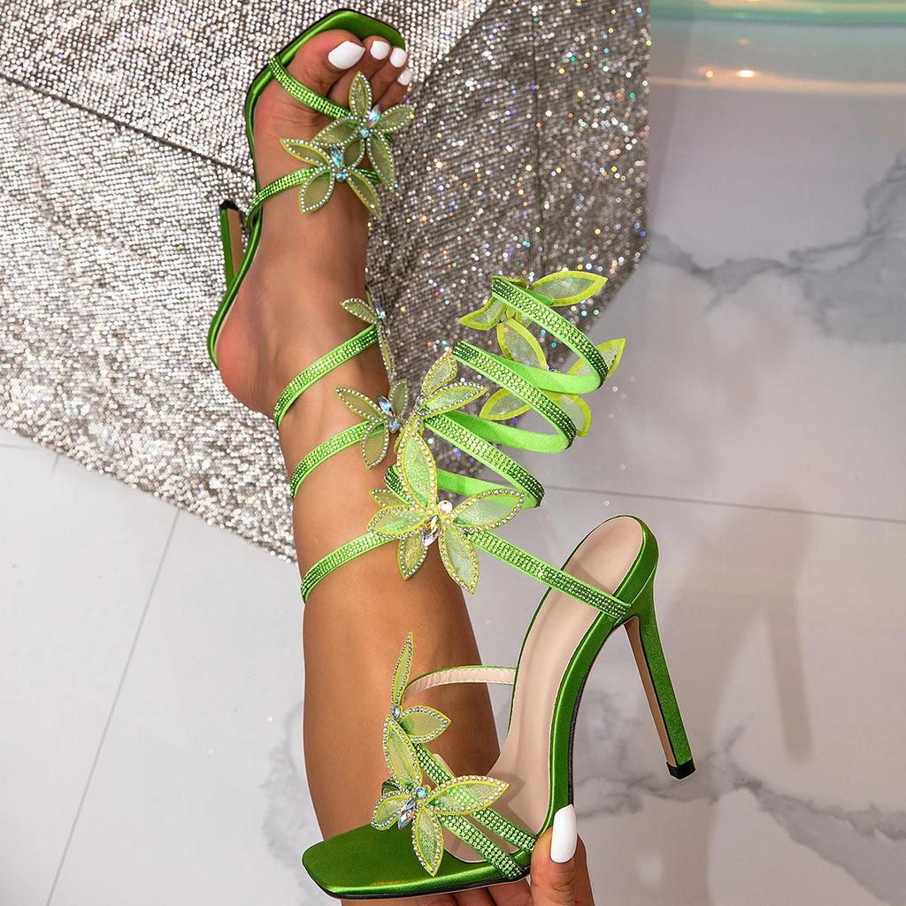 A&A Azurae Diamante Butterfly Wrap Up Heels
