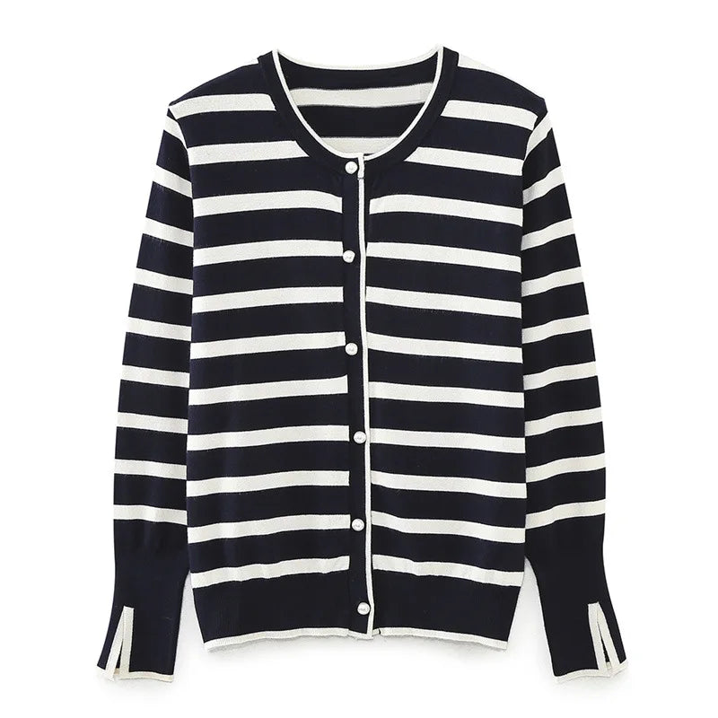 A&A Parisian Striped Knit Cardigan