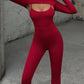 A&A Hollow Out Jumpsuit Long Sleeve Two Piece Set