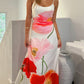 A&A Backless Printed Flower Vacation Maxi Dress