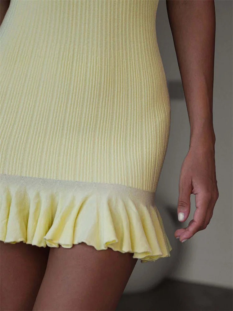 A&A Elise Ruffled Knit Mini Dress