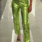 A&A Metallic Straight Leg High Waist Trousers