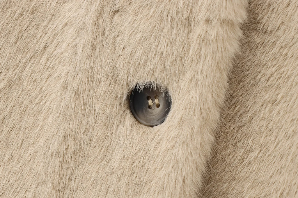 A&A Pola Faux Fur Round Neck Button Detail Jacket