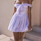 A&A Lilac Off-shoulder Pleated Mini Dress