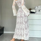 A&A Luxe Vintage Square Collar Lace Long Sleeve Maxi Dress