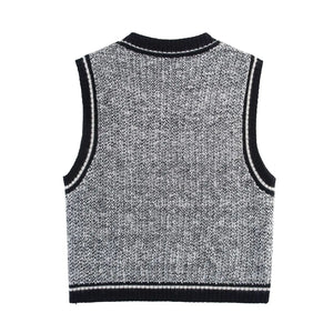 A&A Monochrome Preppy Knit Sweater Vest