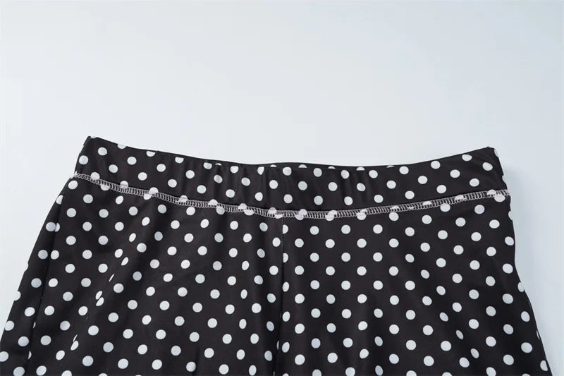 A&A Liluca Polka Dot Hooded Zip Up Top & Flare Pants Set