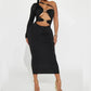 A&A Cut Out One Shoulder Midi Dress