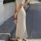 A&A Elia Pleated Ribbed Knitted Maxi Dress