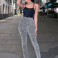 A&A Fluffy Zebra Knitted Flare Pants