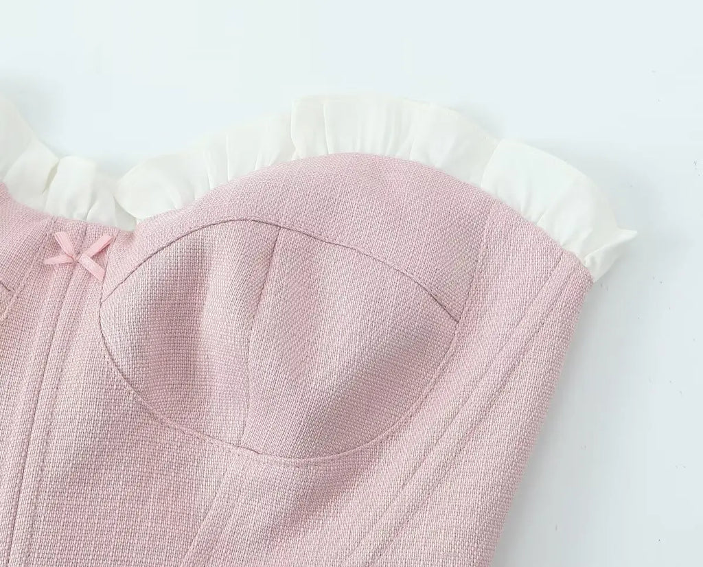 A&A Zelia Sweetheart Ruffle Trim Corset Top