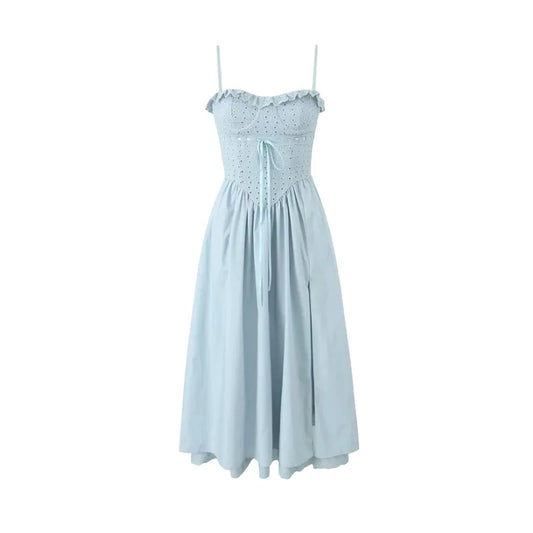 A&A Summer Blue Midi Crochet Dress