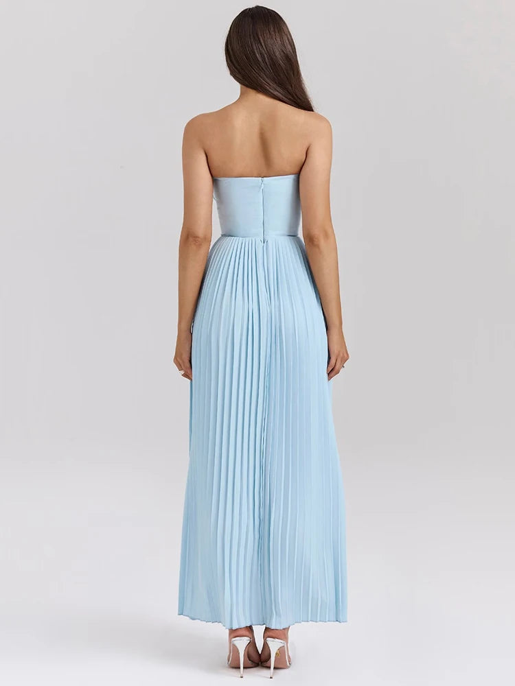 A&A Luxe Strapless Pleated Maxi Dress