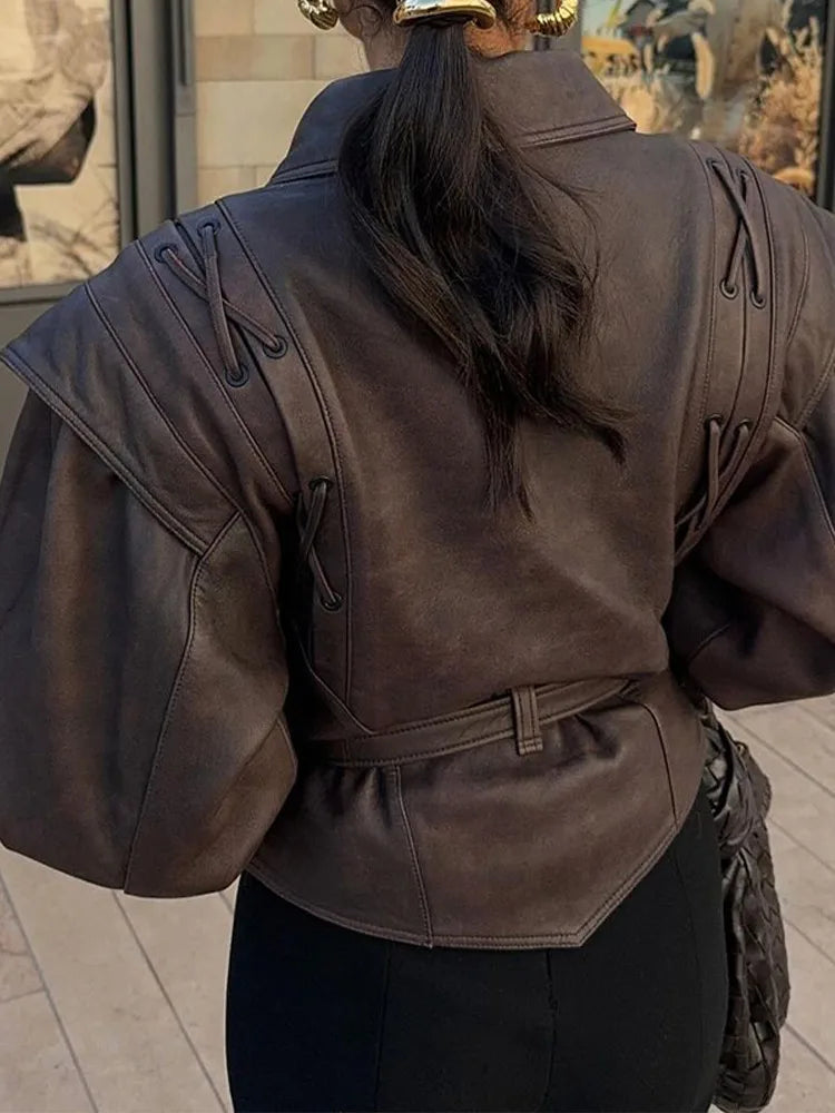 A&A Belted Faux Leather Jacket