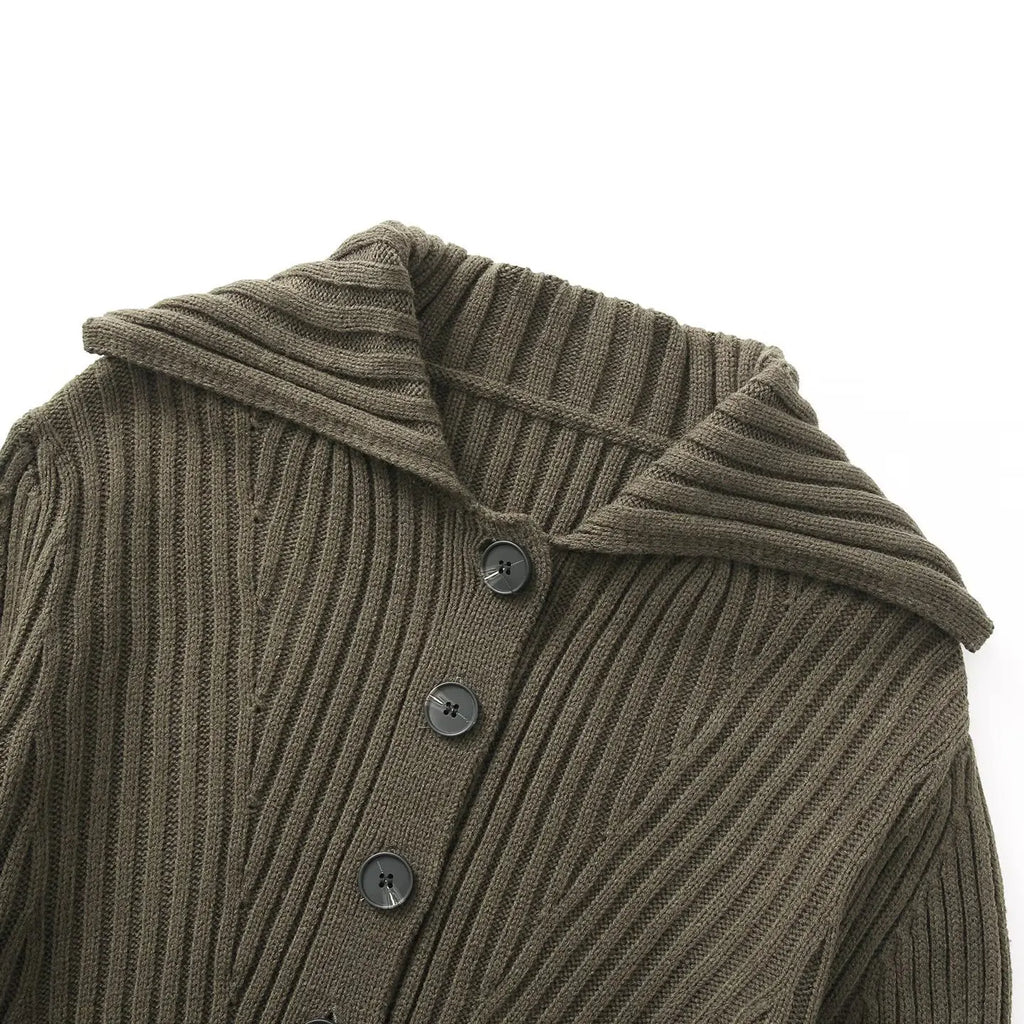 A&A Abena Collar Knitted Button Detail Cardigan
