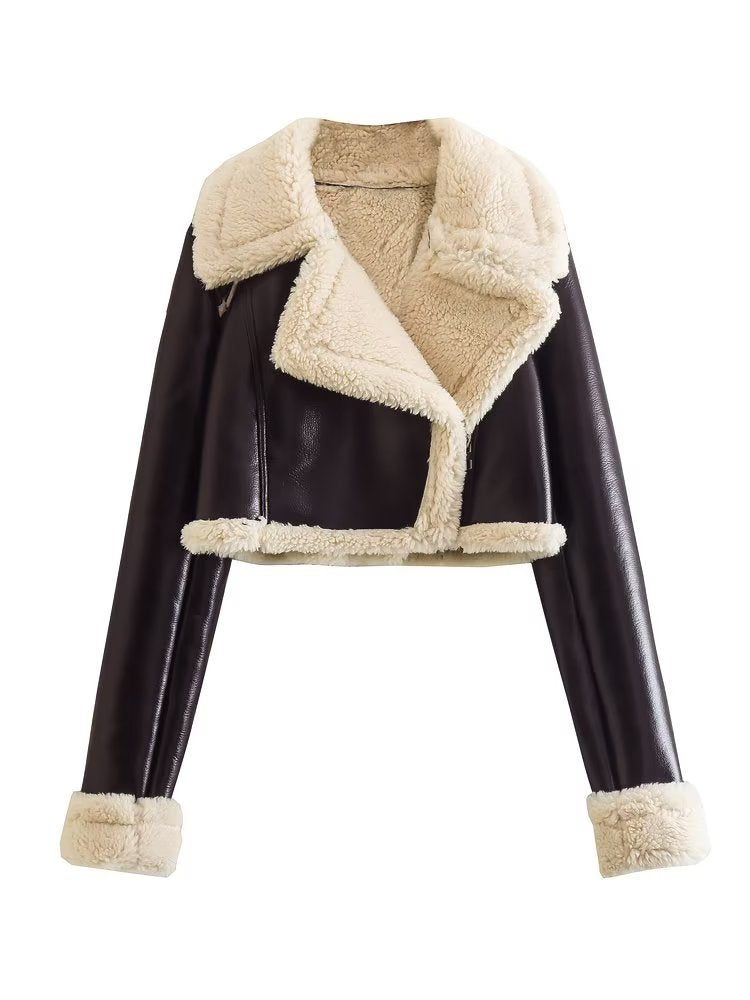A&A Shearling Detail Cropped Jacket