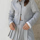 A&A Chic Button Jacket Patch Pocket And Pleated Skirt Set